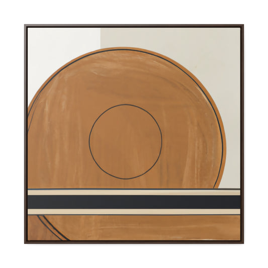 Retro Brown Circle and Stripes Framed Canvas