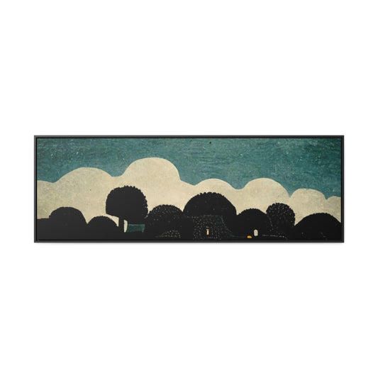 Black Trees and Blue Sky Panoramic Framed Canvas