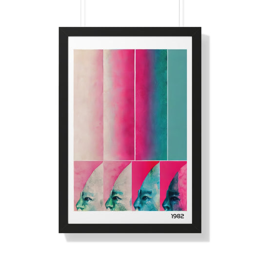 1980's Mod Pink Abstract Framed Print