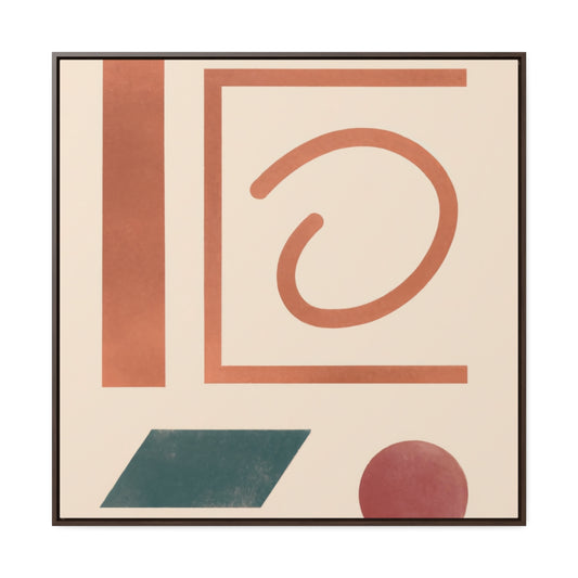 Peach and Orange Retro Abstract Shapes Framed Canvas