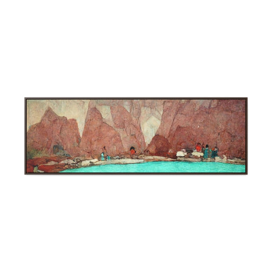 Red Cliffs and Swimming Hole - Panoramic Framed Canvas