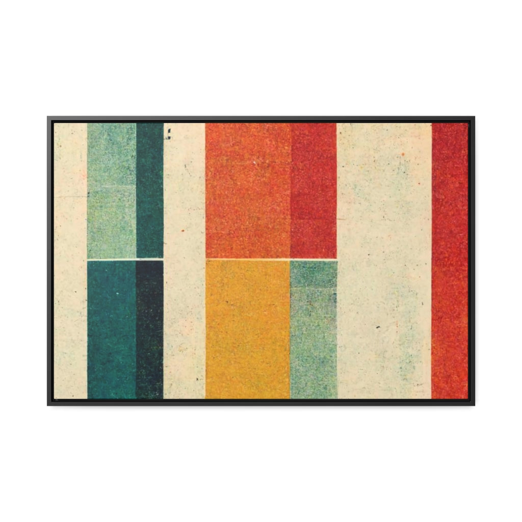 Colored Squares Retro Abstract Framed Canvas