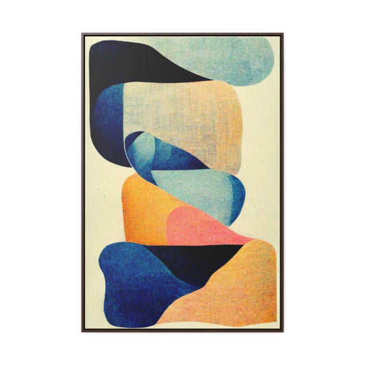 Orange and Blue Retro Abstract Framed Canvas