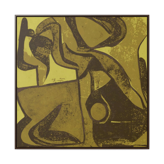 Yellow and Brown Abstract Framed Canvas