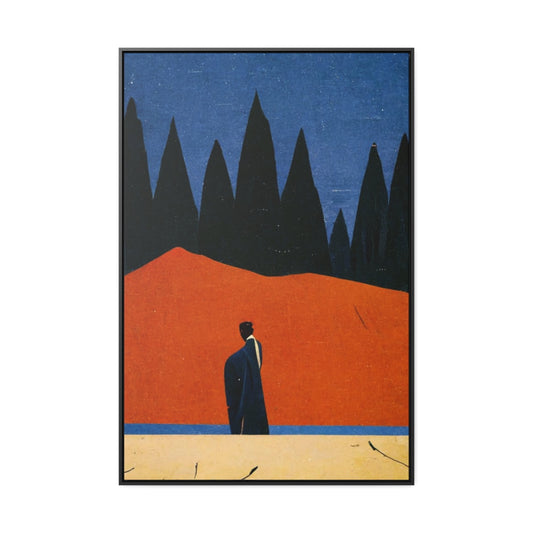 Walking Figure in the Woods Framed Canvas