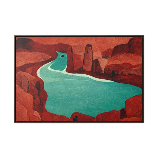 Red Rocks and River - Framed Canvas