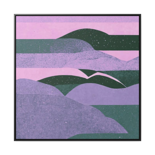 Purple Evening Clouds and Hills Abstract Framed Canvas