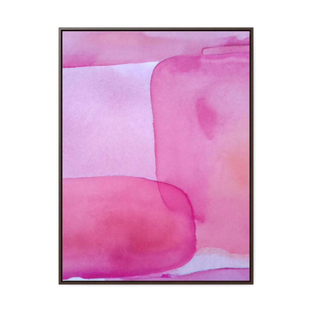 Fuchsia Pink Watercolor Style Abstract Framed Canvas