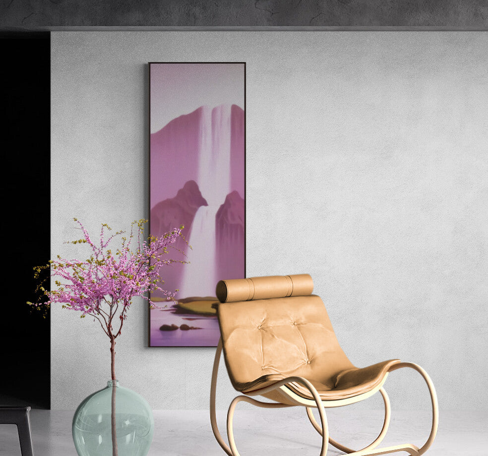 Dreamy Pink Retro Waterfall Framed Canvas