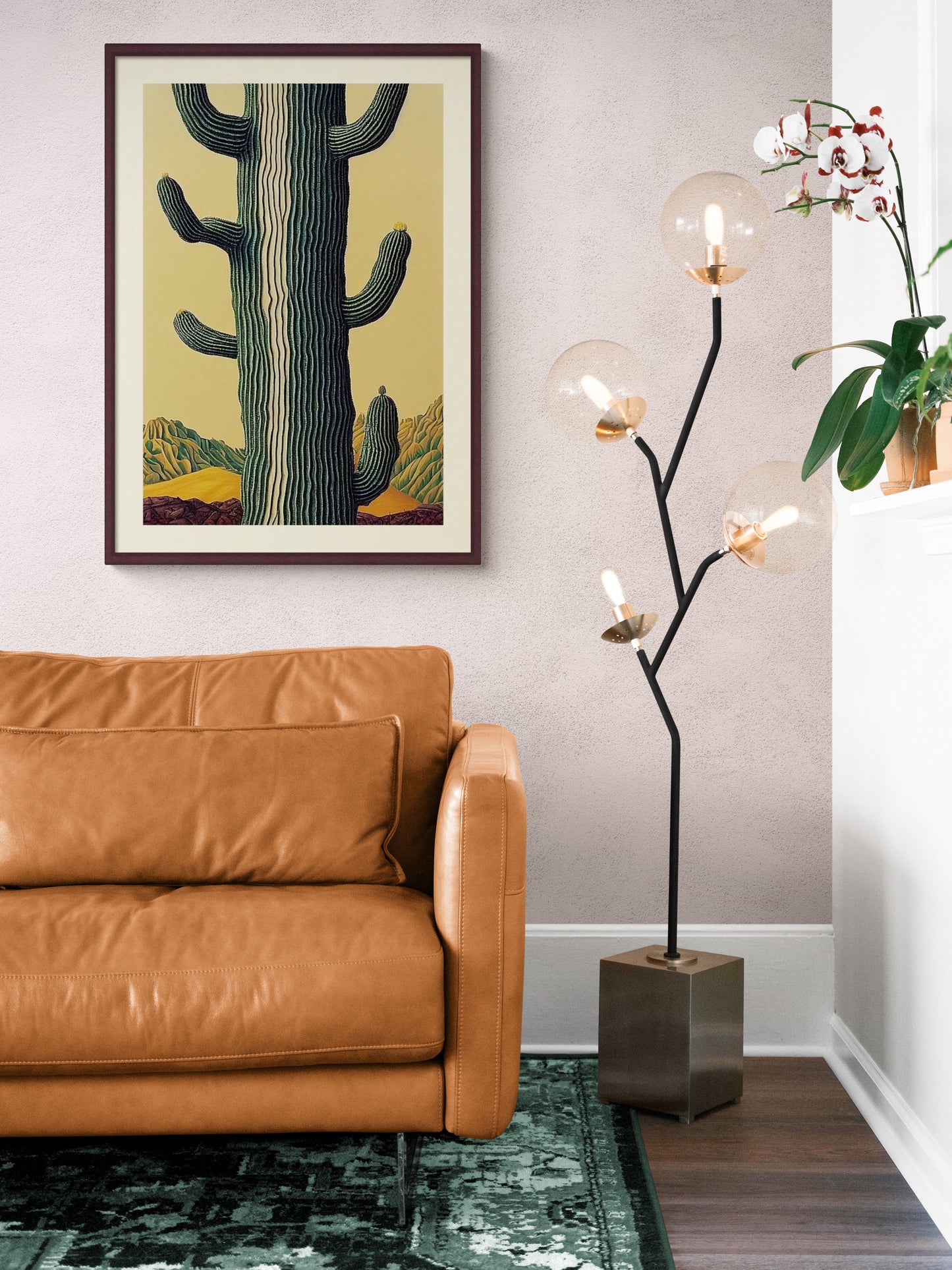 Trippy Cactus Framed and Mounted Watercolor Print