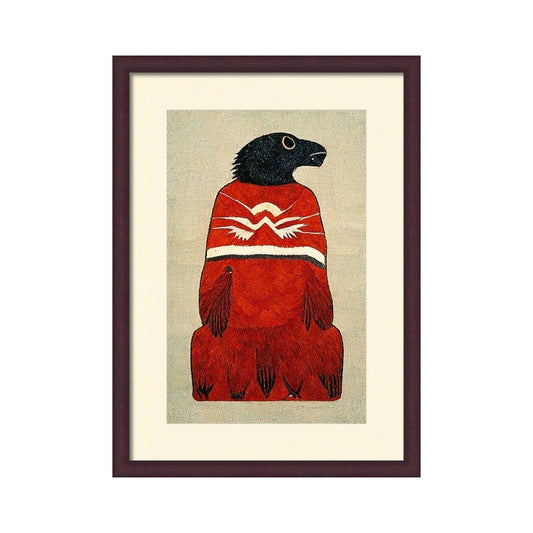 Red Bird Figure Waiting Framed and Mounted Art Print