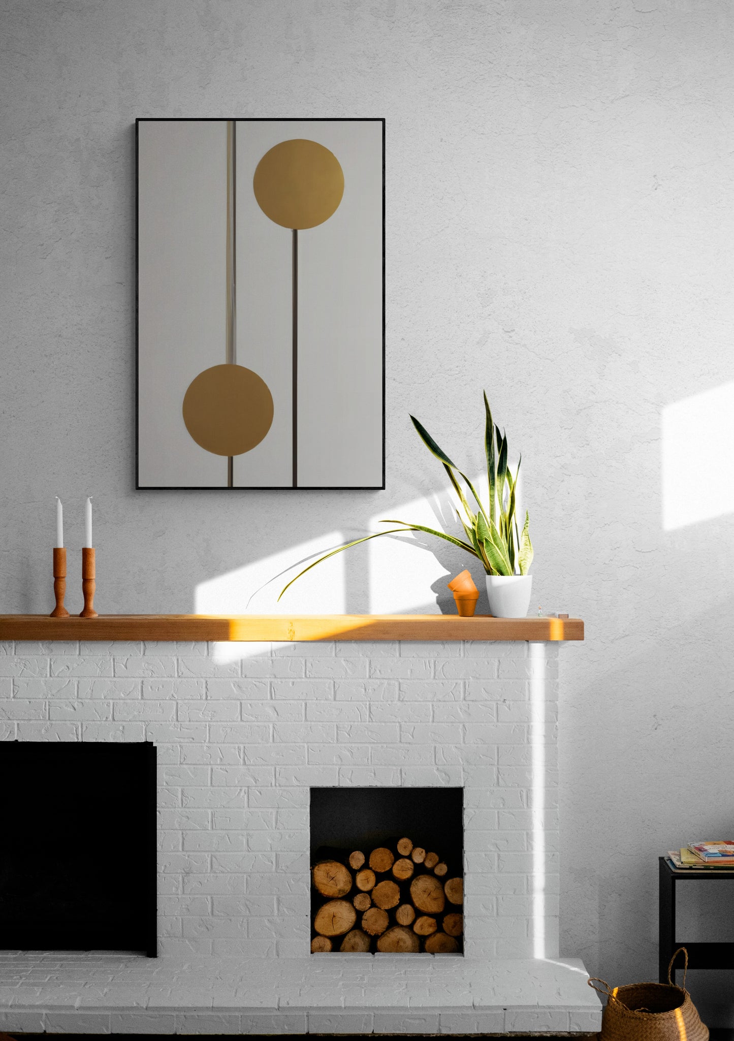 Midcentury Goldenrod Abstract Framed Canvas