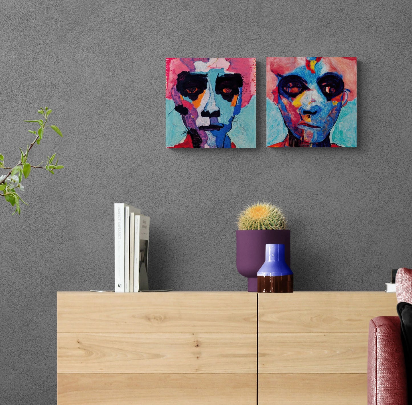 Cotton Candy Diptych Canvas Set