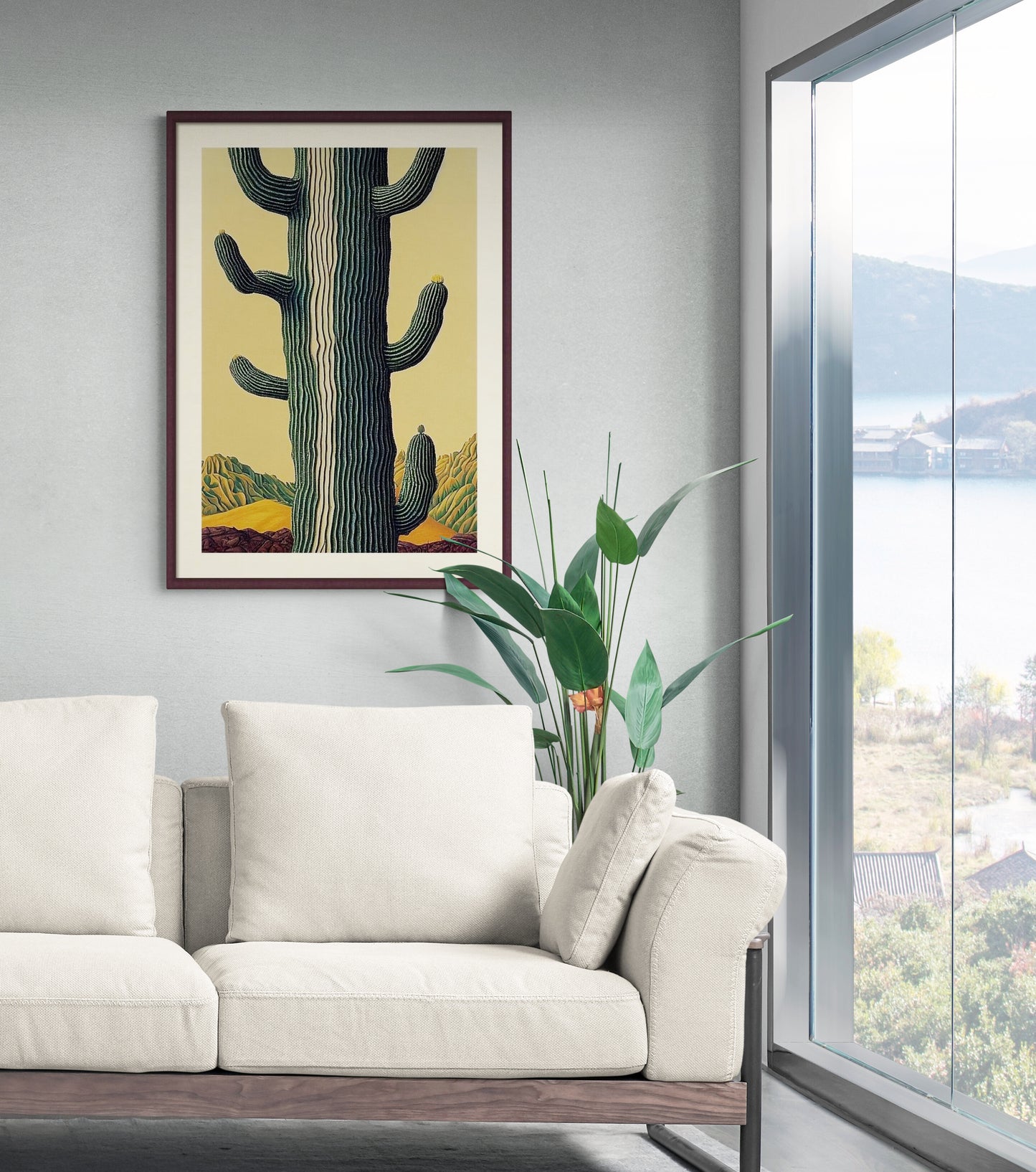 Trippy Cactus Framed and Mounted Watercolor Print