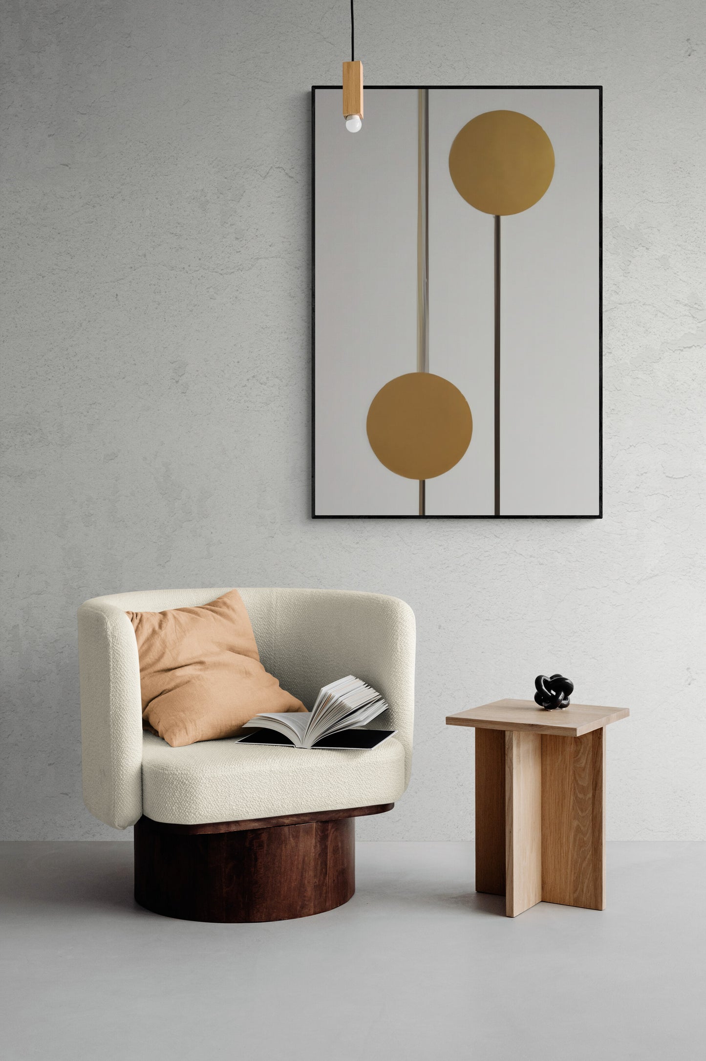 Midcentury Goldenrod Abstract Framed Canvas