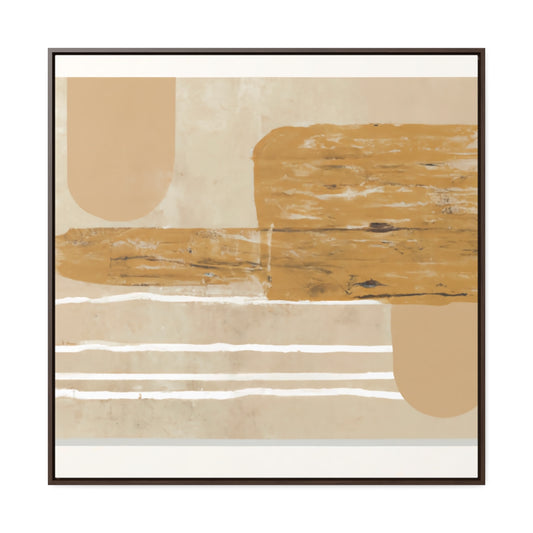 Beige and Brown Shapes Abstract Framed Canvas