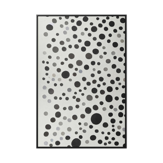 Black and Gray Dots Retro Abstract Framed Canvas