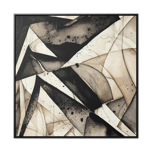 Black and Gray Abstract Shatter Framed Canvas