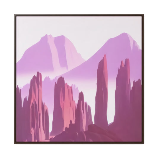 Dreamy Pink Retro Canyon Spires Framed Canvas