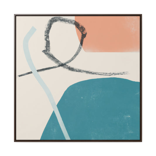 Retro Beige and Blue Shapes Square Framed Canvas