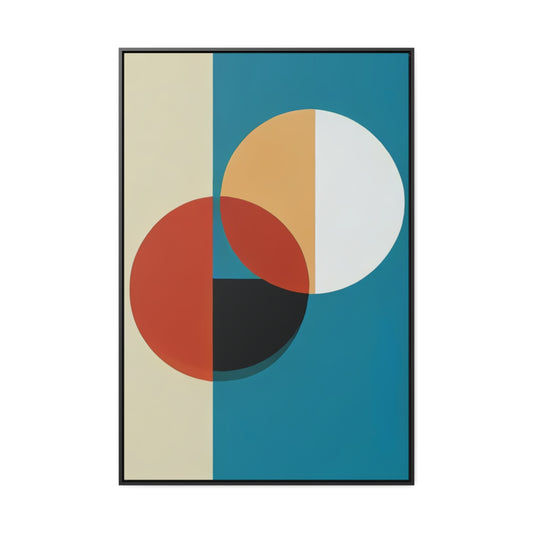 Midcentury Circles Abstract Framed Canvas