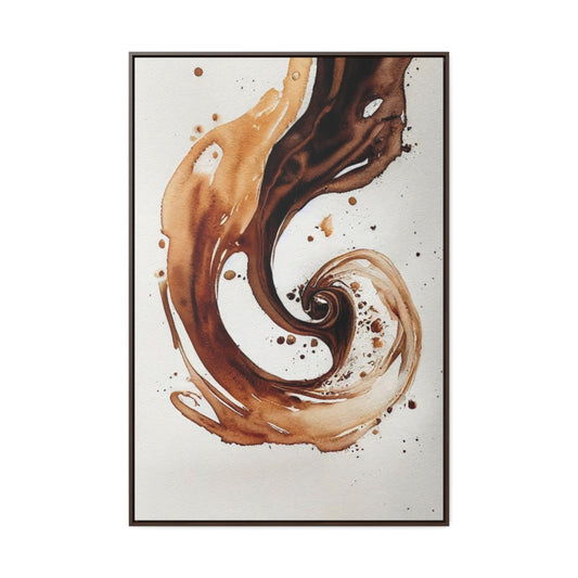 Spilling Coffee Swirl Framed Canvas