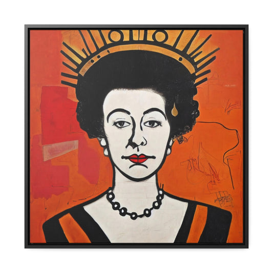 The Queen Pop Art Red & Black Square Framed Canvas