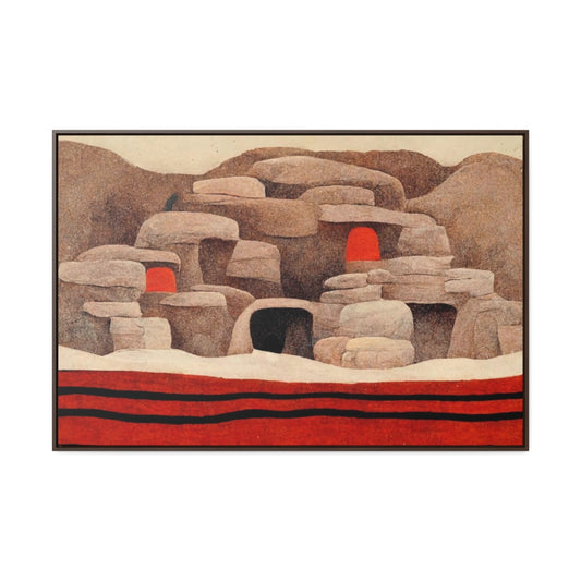 Cliff Dwelling in Red - Framed Canvas